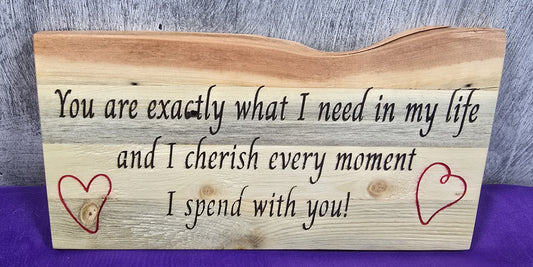You are exactly what I need in my life and I cherish every moment I spend with you