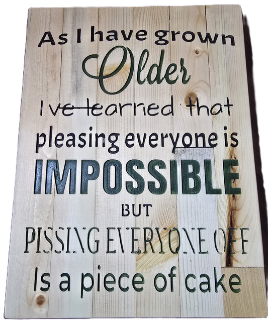 As I have grown older I’ve learned that pleasing everyone is impossible but pissing everyone off is a piece of cake