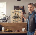 TK Wood Designs handmade wooden sign with a skeleton biker and text "Sons of Arthritis Ibuprofen Chapter".