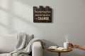 TK Wood Designs dark wood sign with carved text: "The only thing that remains the same is CHANGE."