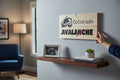 TK Wood Designs Colorado Avalanche hockey team wooden sign with carved logo and burgundy, black, and blue colors.