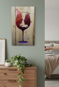 TK Wood Designs reclaimed wood sign featuring a couple champagne glass design in red and purple hues. Perfect for home bar or gift.