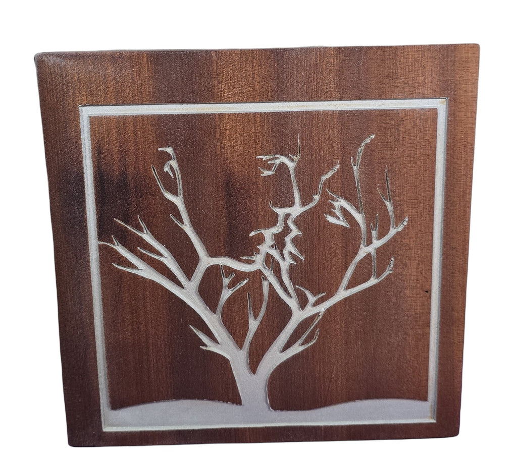 TK Wood Designs Couple Tree on Cherry Wood sign, featuring an intertwined tree design on rich cherry wood.