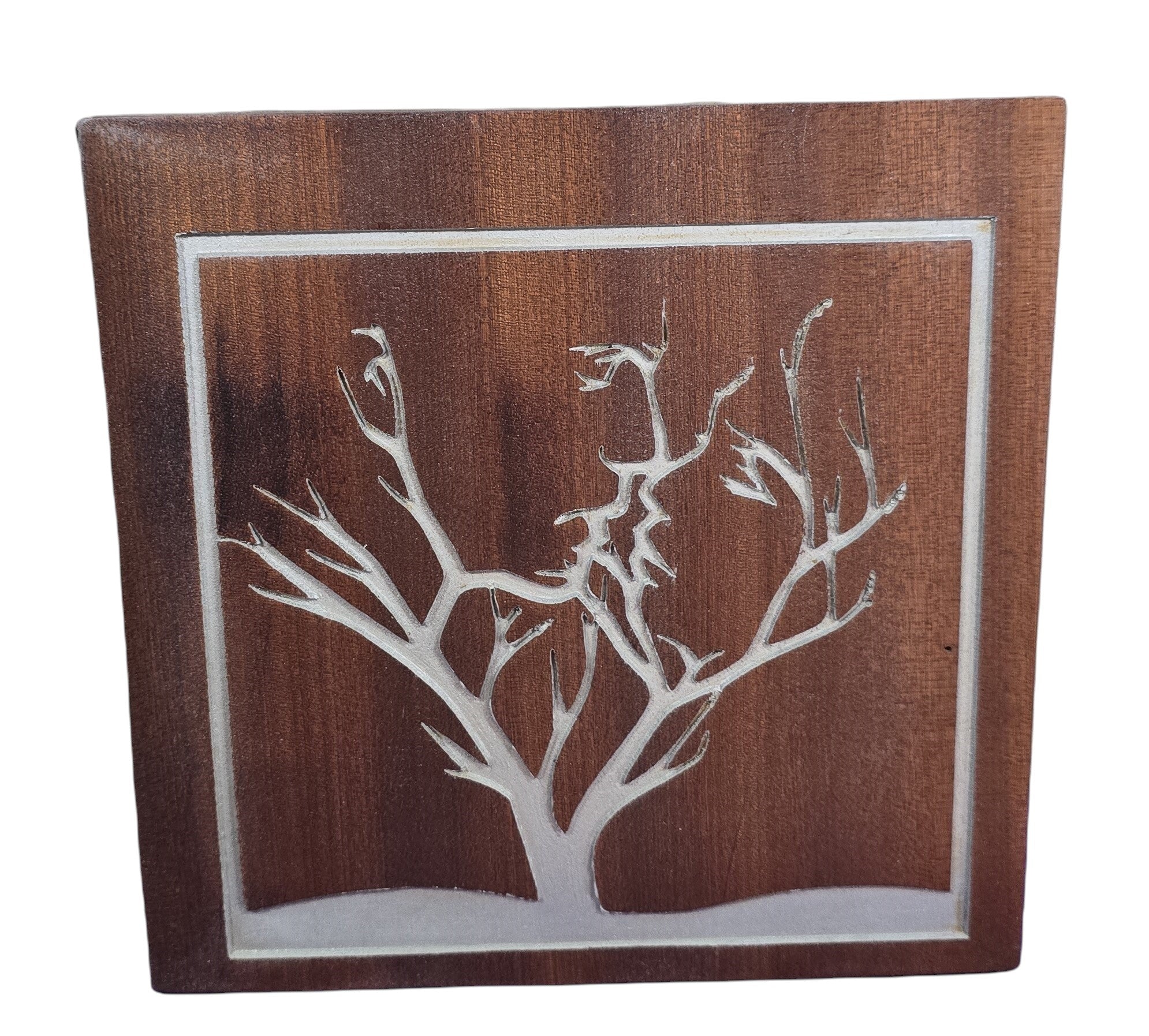 TK Wood Designs Couple Tree on Cherry Wood sign, featuring an intertwined tree design on rich cherry wood.