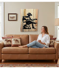 TK Wood Designs reclaimed wood sign of a cowboy silhouette playing guitar, rustic Western decor.