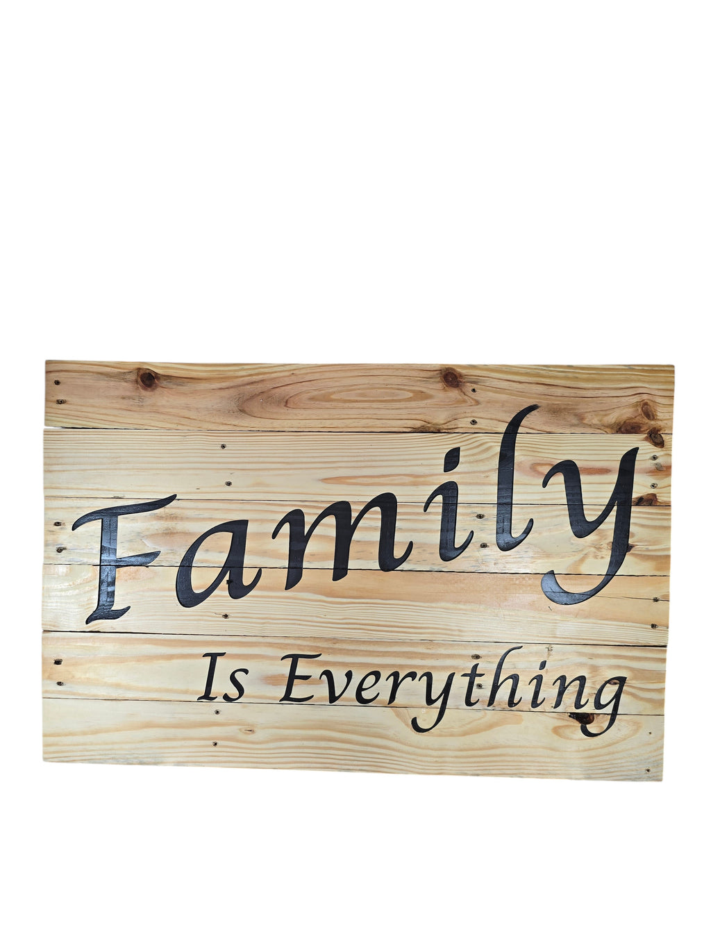 TK Wood Designs natural wood plank sign with