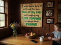 TK Wood Designs wooden wall sign with humorous parenting quote about kids and phone charging in a rustic home setting.
