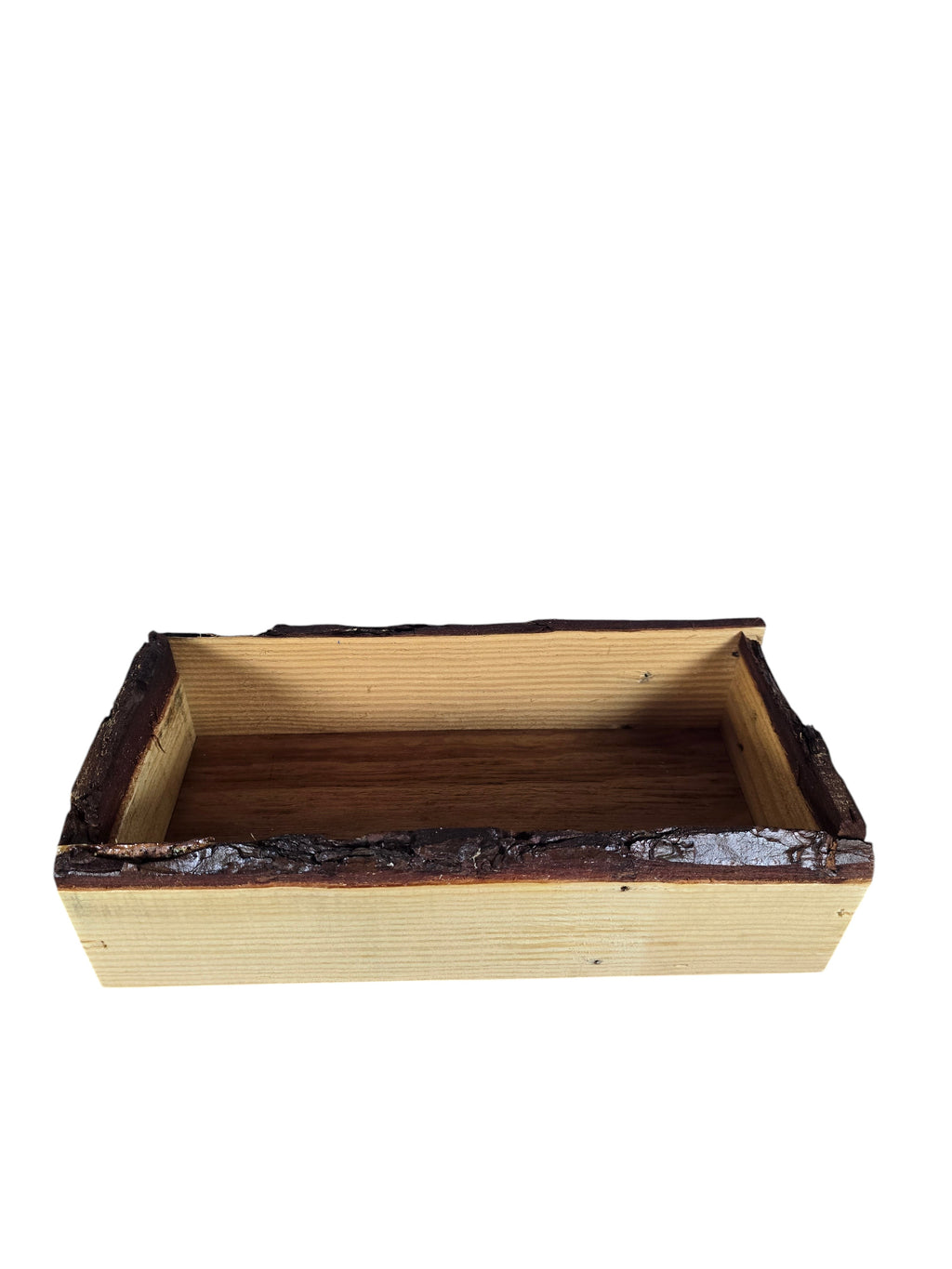 TK Wood Designs rustic live edge wooden decorative tray with natural bark detailing for farmhouse home decor