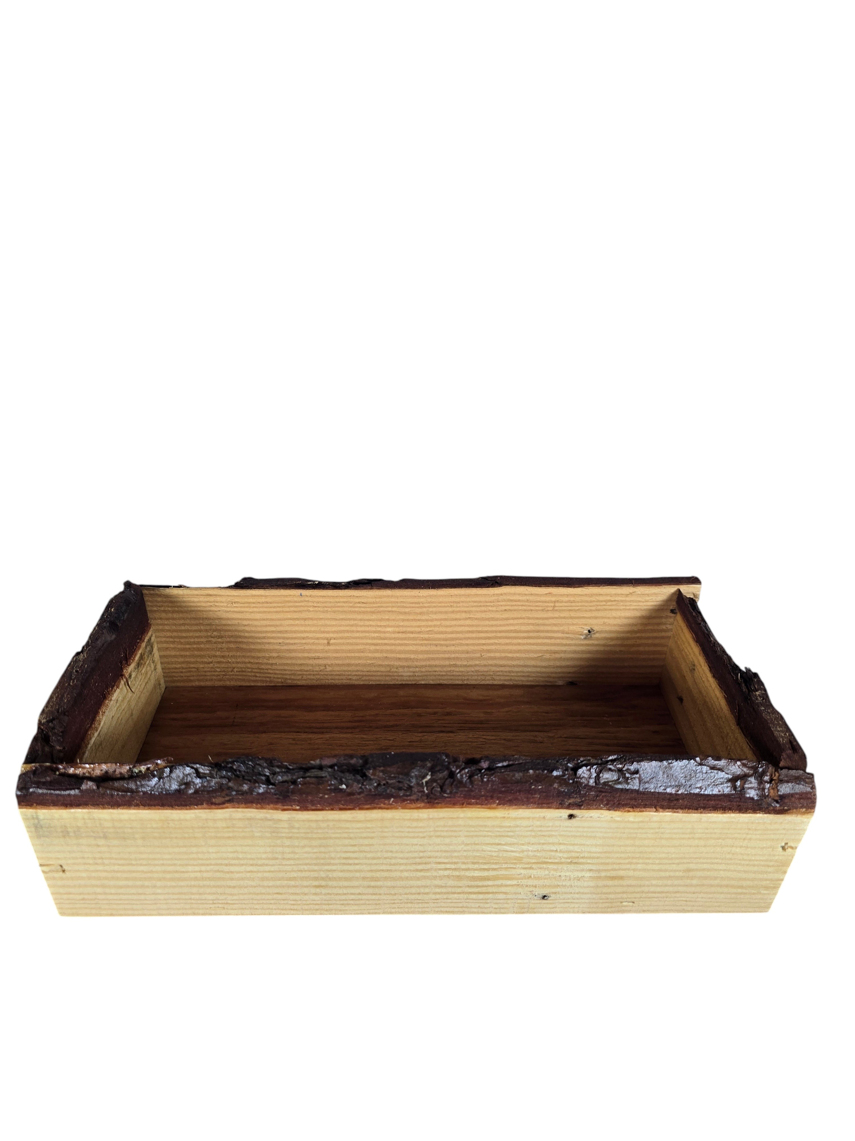 TK Wood Designs rustic live edge wooden decorative tray with natural bark detailing for farmhouse home decor