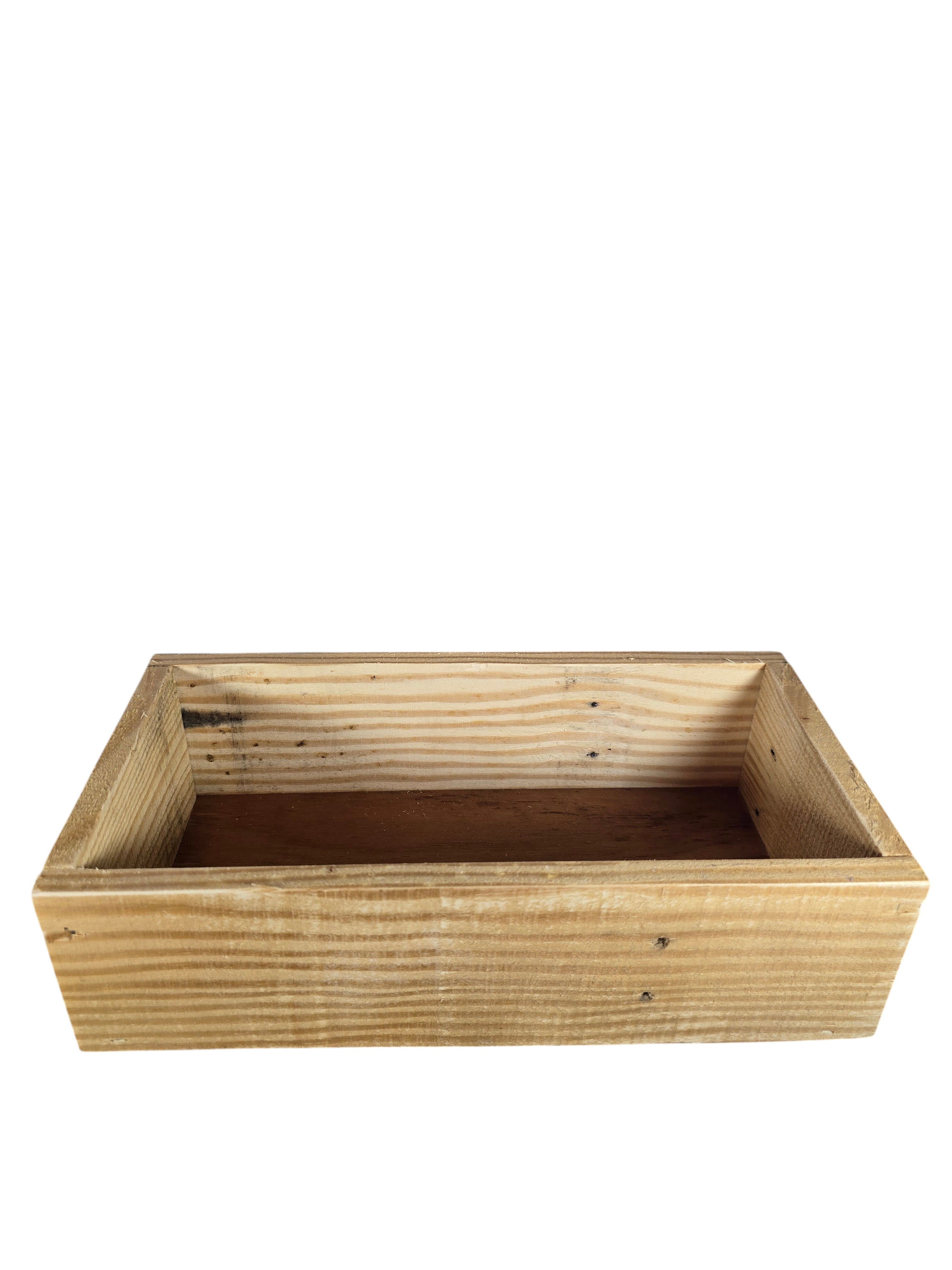 TK Wood Designs rustic rectangular wooden storage tray with natural wood grain finish for farmhouse home decor