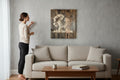 TK Wood Designs rustic wooden wall sign featuring a laser-cut tree and woman silhouette, decorated with fairy lights.
