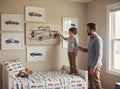 TK Wood Designs handmade reclaimed wood art featuring a black line drawing of a vintage pickup truck.