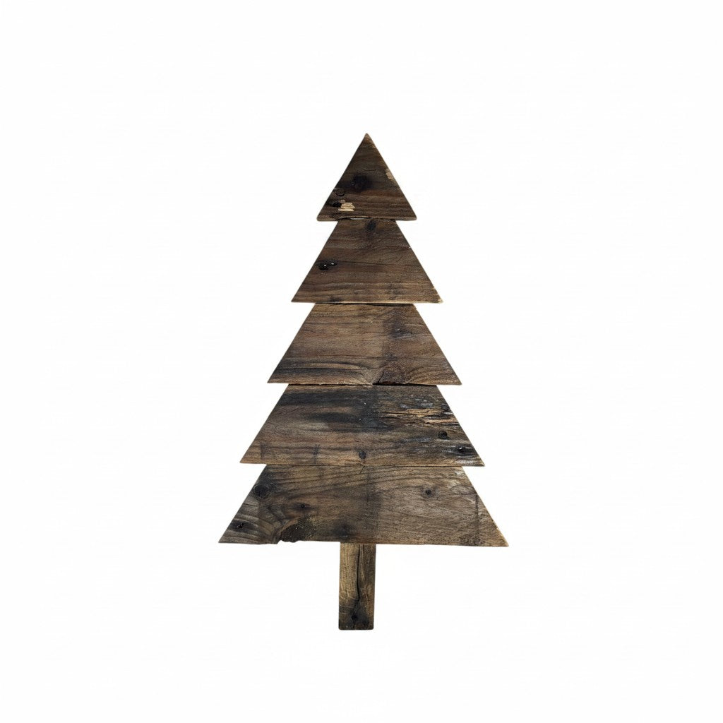TK Wood Designs rustic brown wood Christmas tree sign, 23" H x 14" W