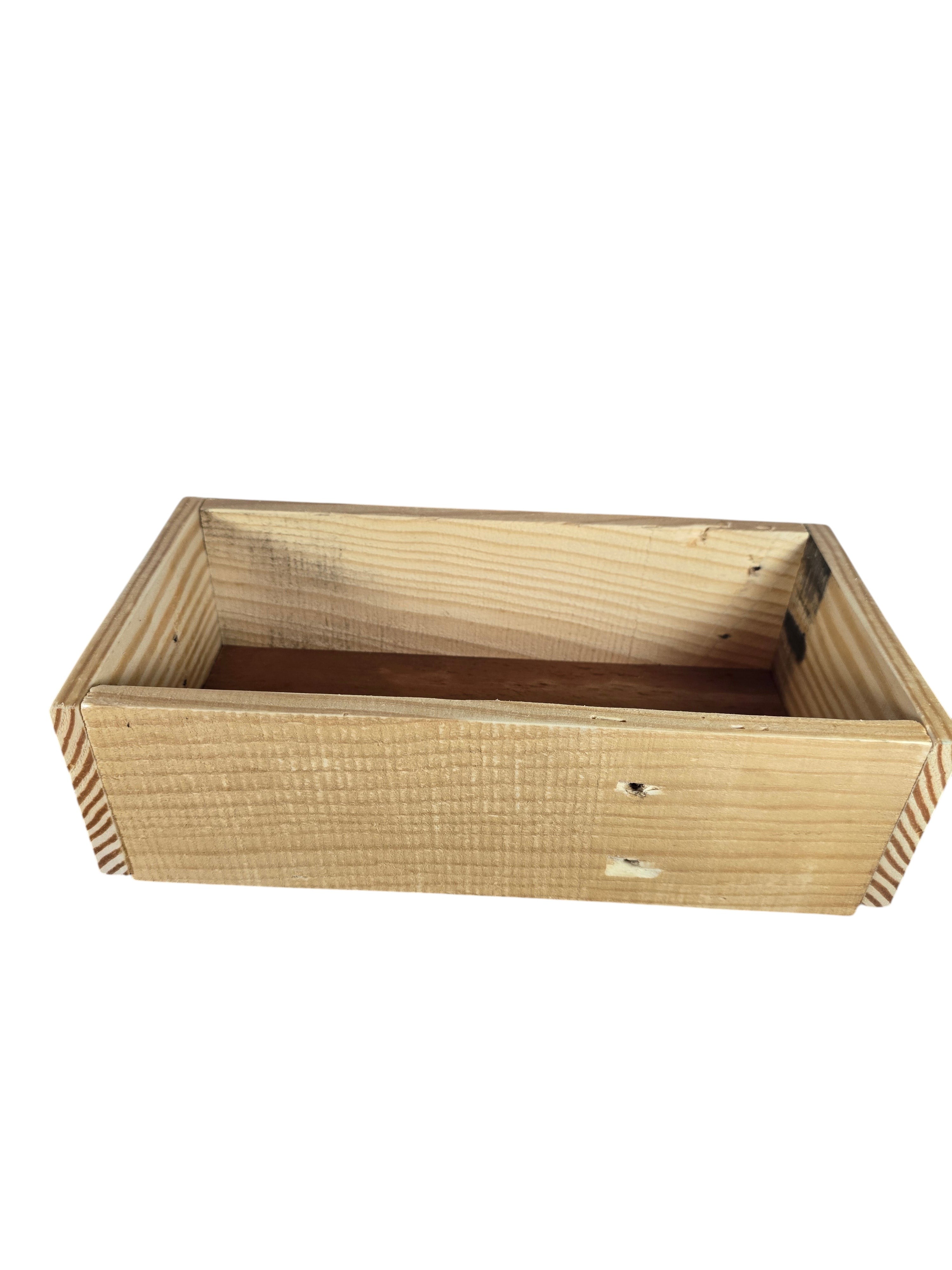 TK Wood Designs handcrafted natural wood storage tray with a rustic, minimalist rectangular design.