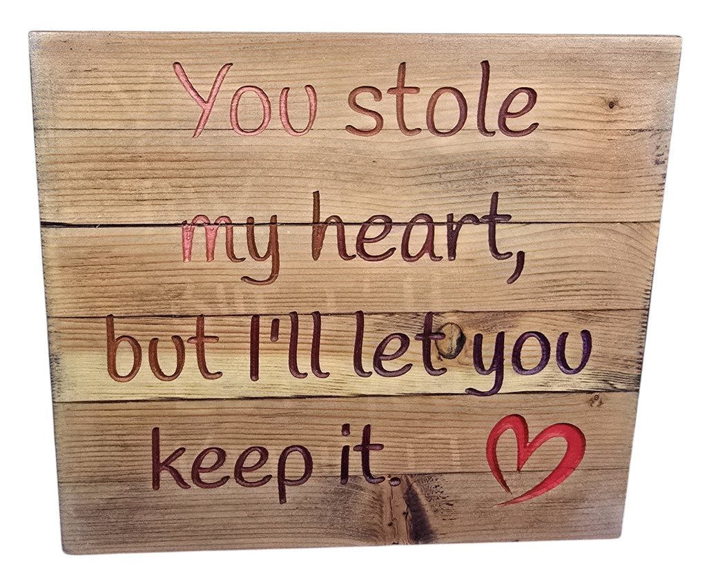 TK Wood Designs rustic wooden sign with carved lettering