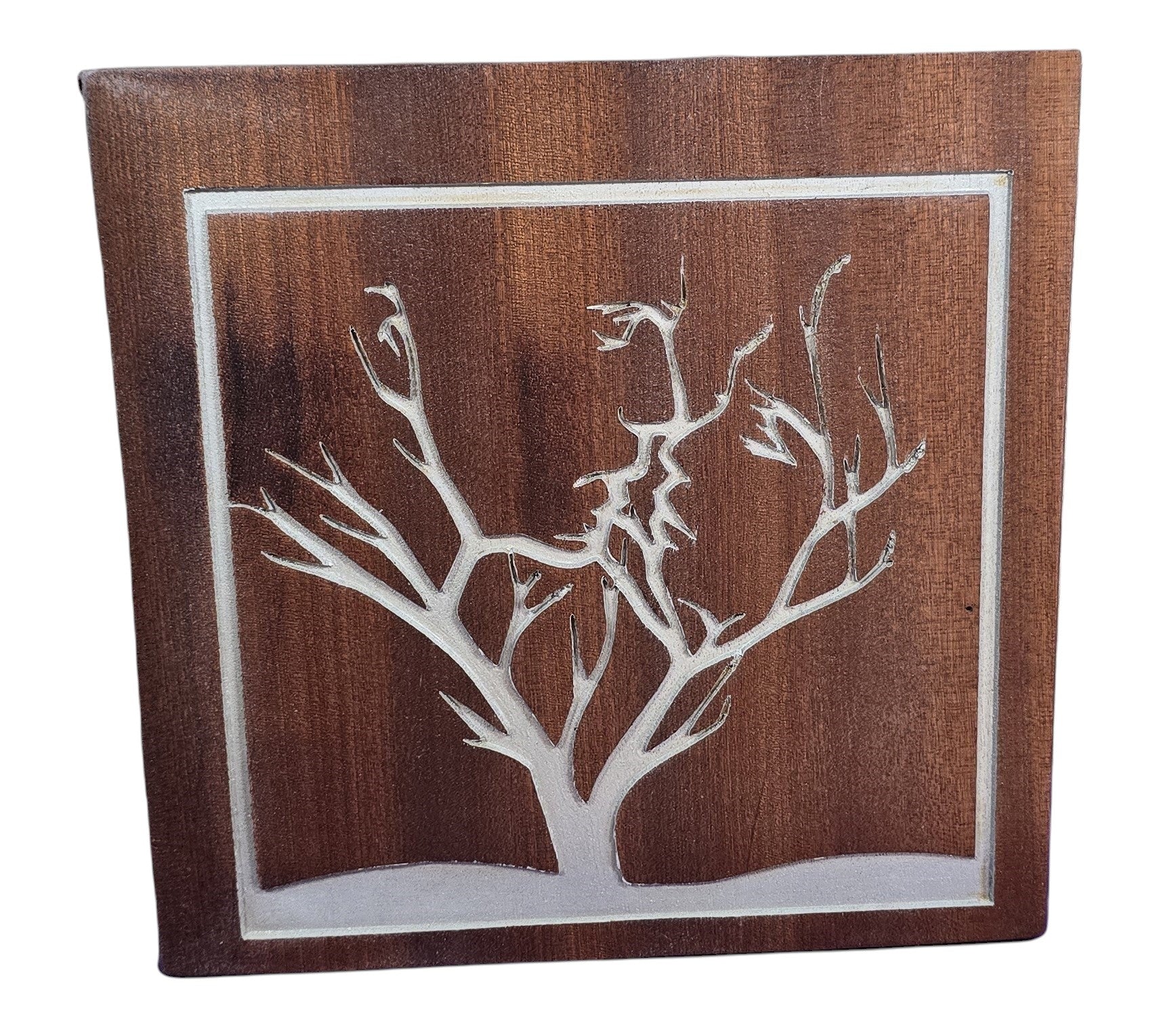 TK Wood Designs couple tree sign on cherry wood, featuring intertwined branches forming faces, 10" H x 9.5" W.