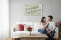 TK Wood Designs salvaged wood sign with blue script text 'I'm so greatful I get to love you.' and red heart accents.