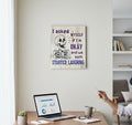 TK Wood Designs reclaimed wood sign with a skeleton graphic and purple text reading "I asked MYSELF if I'm OKAY and we both STARTED LAUGHING."
